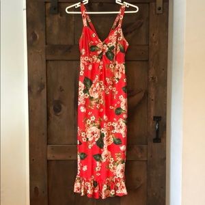 Floral Coral Maternity Dress
